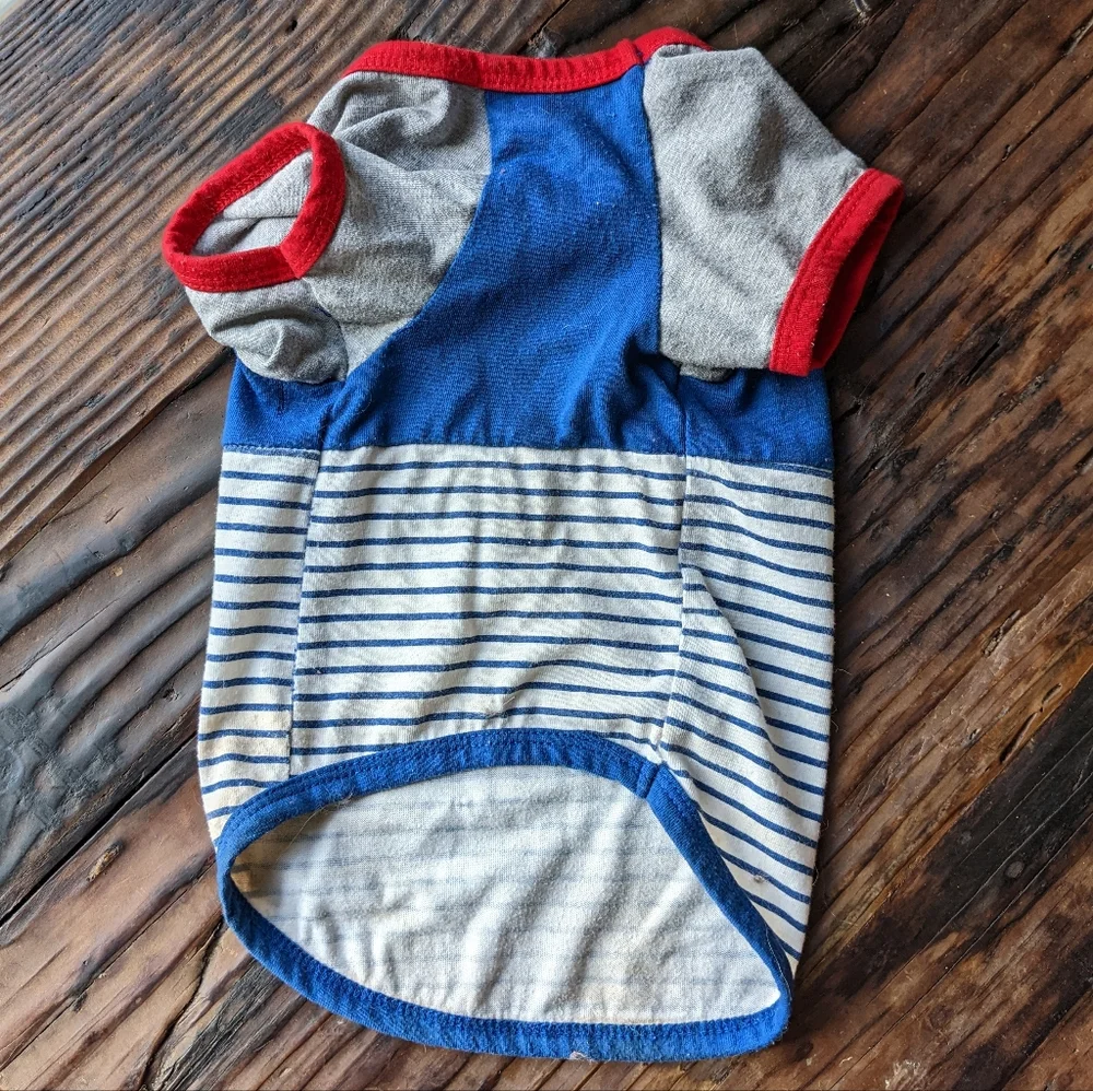 🐶 Dog Shirt Blue Stripes Smile Baseball Style ED Ellen Degeneres